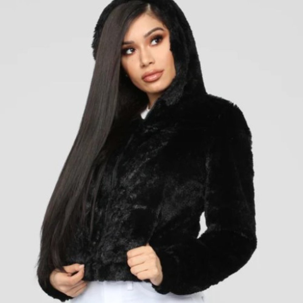 Look Don't Touch Fuzzy Jacket - Black